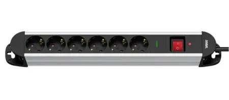 Max MPS-606SOB-1.4M Produžni kabl sa prenaponskom zaštitom sa 6 utičnica aluminijumsko kučište/1.4m