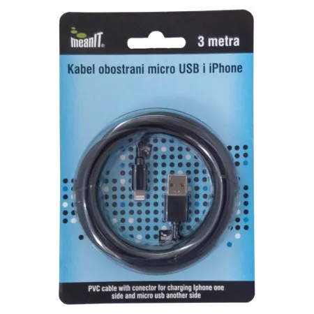 MeanIT USB kabl sa micro USB i iPhone priključkom, 3 met