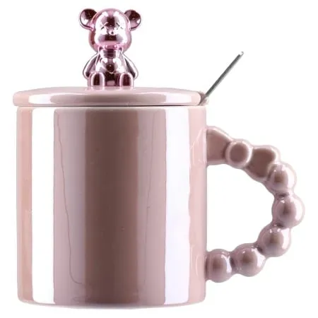 Moka šolja sa poklopcem keramička meda roze 350ml ( 705242 )