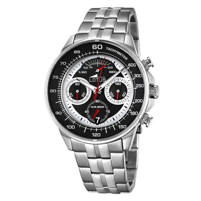 Muški lotus chrono crno beli sportski ručni sat sa brzinometrom ( 10129/2 )