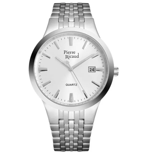 Muški pierre ricaud quartz srebrni elegantni ručni sat sa srebrnim metalnim kaišem ( p97226.5113q )