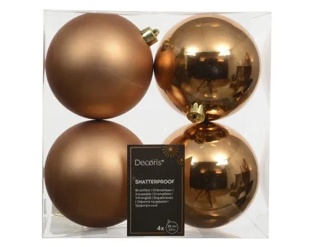 Novogodišnja dekoracija - hanging bauble set mix 4pcs 10cm 022821 - brandy - kmg ( 044434 )