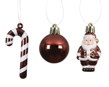 Novogodišnja dekoracija - hanging ornament set mix 10pcs 4cm 026115 - oxblood - kmg ( 044452 )