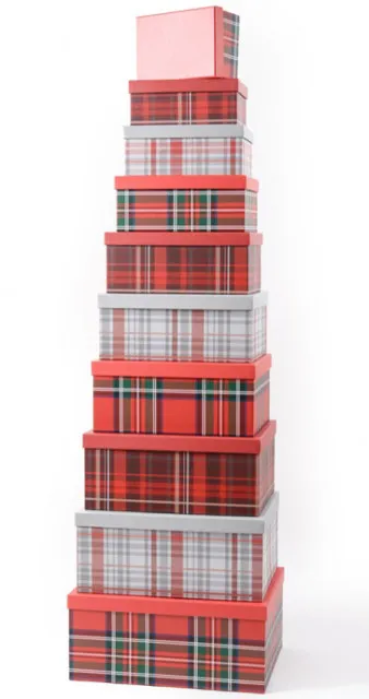 Novogodišnja kutija tartan red grey ( 43529-7 )