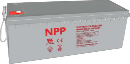 NPP NPG12V-200Ah, GEL BATTERY, C20=200AH, T16, 522x238x218x222, 52,8KG, Light grey