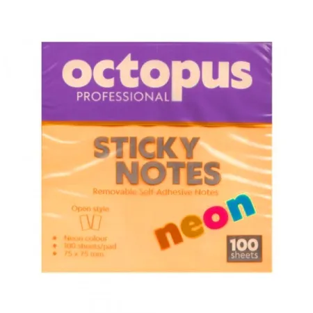 Octopus Samolepljivi blokčići 75x75 neon narandžastii UNL-2045 100lista ( K460 )