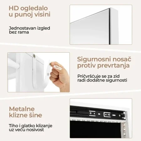 Okretno Ogledalo sa Čivilukom i LED Ormarićem Beli ( 1919 )