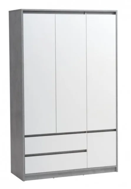 Ormar 119x193 cm bela/beton