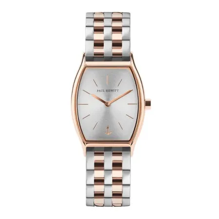 Paul hewitt modern edge line silver sunray kvadratni srebrni roze zlatni ručni sat sa bikolor metalnim kaišem ( ph-t-r-ss-43s )