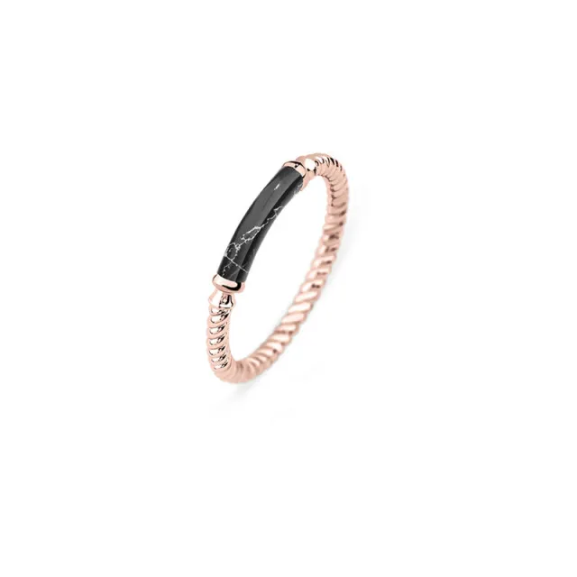 Paul hewitt rope starboard black marble roze zlatni prsten od hirurškog Čelika 52 ( ph-fr-rop-bm-r-52 )