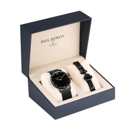 Paul hewitt set perfect match sailor line black sunray crni rucni sat i phrep crna tekstilna narukvica ( ph-pm-4-m )