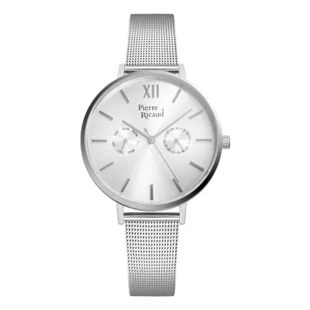 Pierre ricaud ženski multifunction beli srebrni elegantni ručni sat sa srebrnim pancir kaišem ( p22110.5163qf )