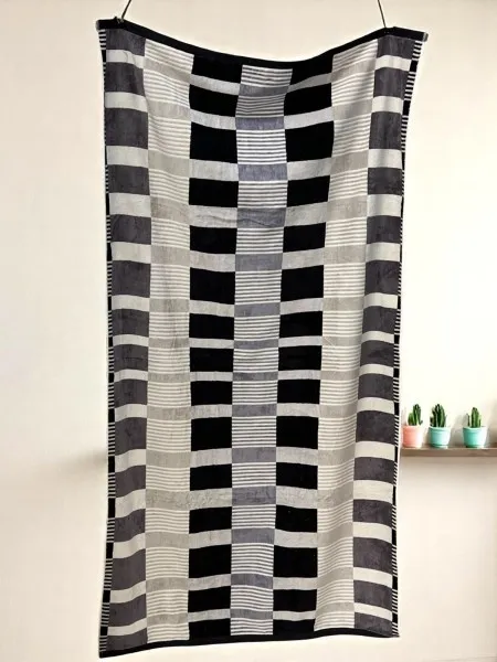 Plažni peškir "Black &amp Grey Grid" – 97x180 cm, 100% pamuk B6 ( VLK000680-"Black & Grey Grid" )