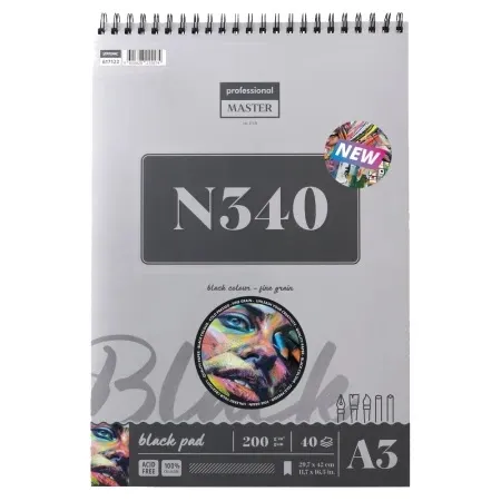 Professional master n black blok za crtanje sa spiralom - odaberite format n340 - 200g - 40 lista a3 ( 617122 )