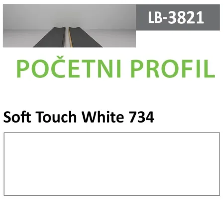 Profil Zidni MDF Početni LB-3821-A Soft Touch White (734) 2800x121x18mm ( 026-107 )