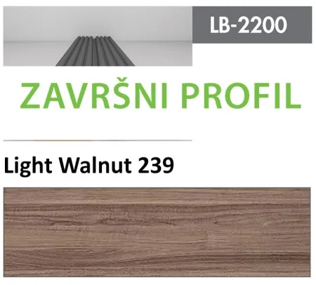 Profil Zidni MDF Završni LB-2200-B Light Walnut (239) 2800x100x18mm ( 026-118 )