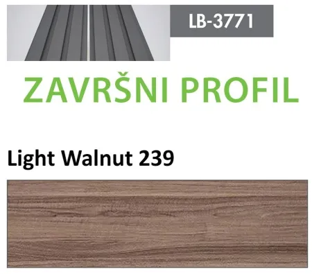 Profil Zidni MDF Završni LB-3771-B Light Walnut (239) 2800x38x18mm ( 026-128 )