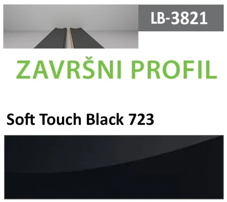 Profil Zidni MDF Završni LB-3821-B Soft Touch Black (723) 2800x116x18mm ( 026-136 )