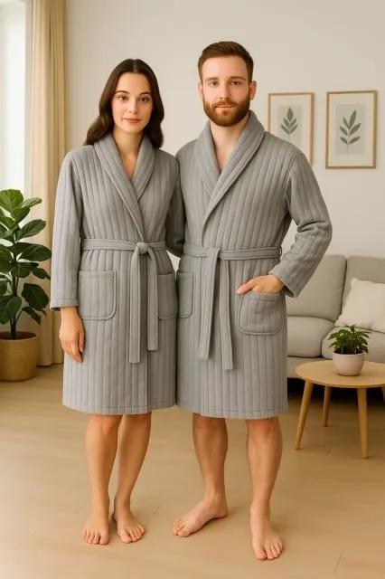 Ready Bade mantil - Sivi rebrasti (S, M, L, XL, XXL)