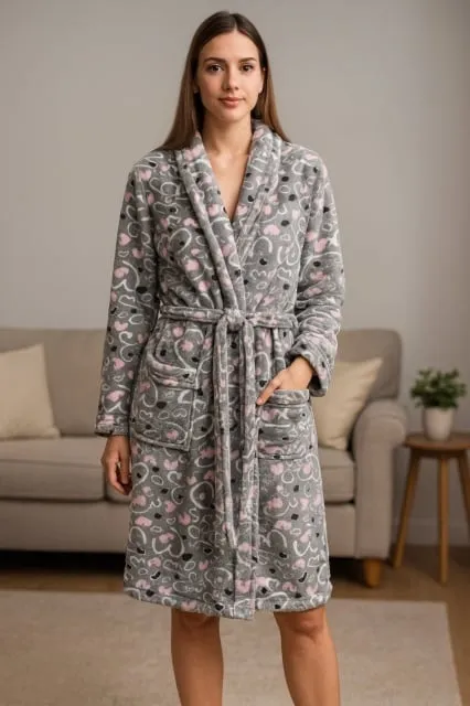 Ready Bade mantil - Sivi sa šarenim detaljima (S, M, L, XL, XXL)