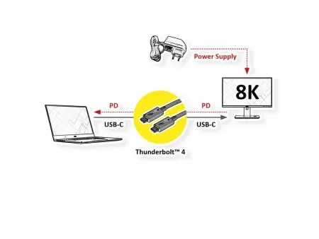 Roline Thunderbolt 4 Cable 40Gbit/s 100W C-C M/M passive crna 0.80 m ( 5577 )