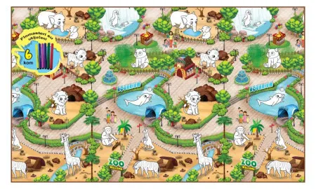 Rollmatz Podloga za igranje Zoološki vrt + 6 flomastera 200 x 120cm ( SW10003 )