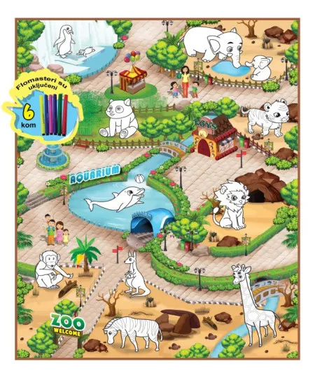 Rollmatz Podloga za igranje Zoološki vrt + 6 flomastera 90 x 120cm ( SW10155 )