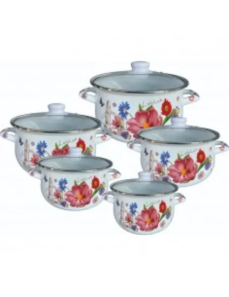 Rosberg r54518h5g šerpa set 18/20/22/24/26cm bela sa cvećem ( 006888 )