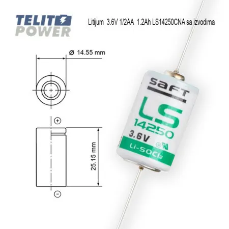 Saft litijum 1/2AA 3.6V 1200mAh LS14250 CNA ( 0579 )