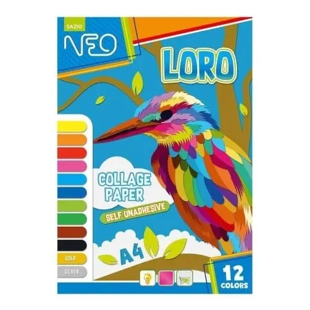 Sazio loro kolaž papir 12 boja nesamolepljiv a4 ( 100922 )