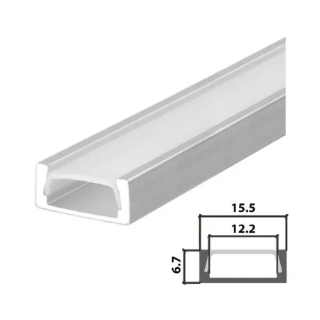 Set aluminijumski profil za LED trake 2m 15.5x6.7 ( LPR-610/2-SET )