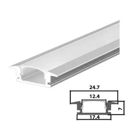 Set aluminijumski profil za LED trake 2m 24.7x7 ( LPR-508/2-SET )