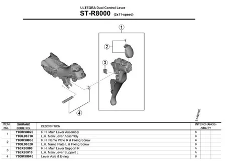 Shimano st-r8000 plastika i zavrtanj ručice menjača/kočnice leva ( Y0DL98020 )