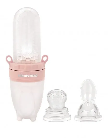 Silikonska flašica sa kašičicom i mljackalicom za voće 2in1 pink ( KKB20092 )