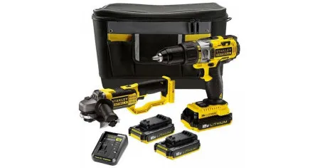 Stanley set akumulatorska udarna bušilica odvijač fatmax 18V + ugaona brusilica ( FMCK464D2 )