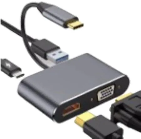 Stars Solutions Adapter Stars Solutions USB-C na HDMI/VGA/USB/PD sivi