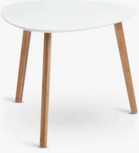 Stočić 55x55 bela/bambus