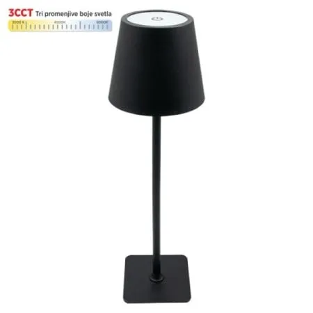 Stona lampa m6002-c crna 2w ip20 led touch dimmable + 3cct 3000-6000k dc5v led