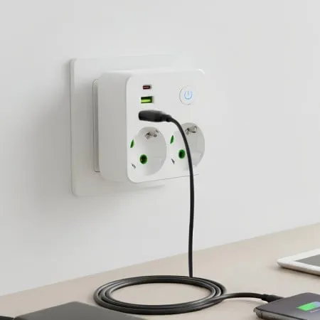 Strujni razdelnik 2 utič. + prekidač, 2xUSB+tip C ( NV86U/WH )