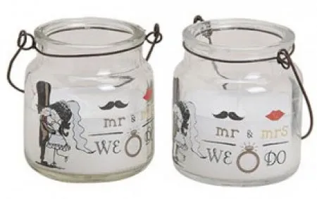 Sveća u teglici mr & mrs 6cm ( 14051 )
