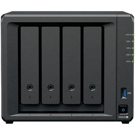 Synology diskstation ds925+ tower, 4-bays 3.5'' sata hdd/ssd, 2 x m.2 2280 nvme ssd slot, cpu amd ryzen v1500b 4-core 2.2 ghz, 4 gb ddr4 ec