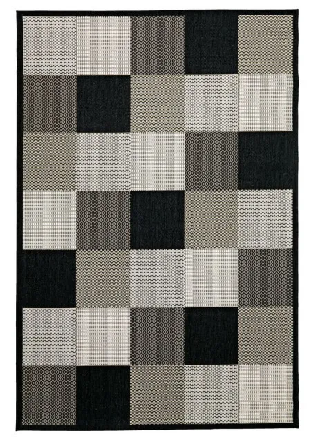 Tepih 133x193 cm crna/bež