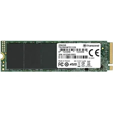 Transcend M.2 256GB NVMe, 2280,PCIe Gen3x4, M-Key, 3D TLC, DRAM-less, Single-sided ( TS256GMTE112S )
