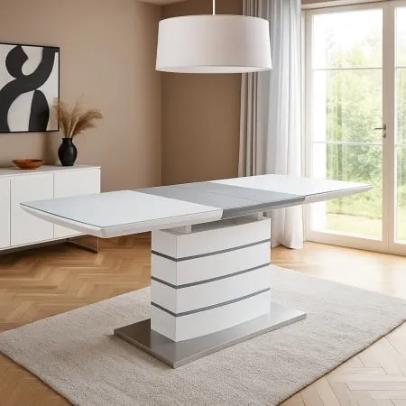 Trpezarijski sto Valerio MDF Beli visoki sjaj 1400(1800)x800x750 mm