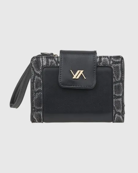 Verde Novčanik ženski mali sa zmijskom šaraom 1513, 14,5x2x10cm crna ( 16NZV1513B )