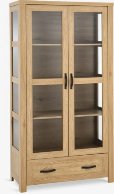 Vitrina 2 vrata 1 fioka top.hrast
