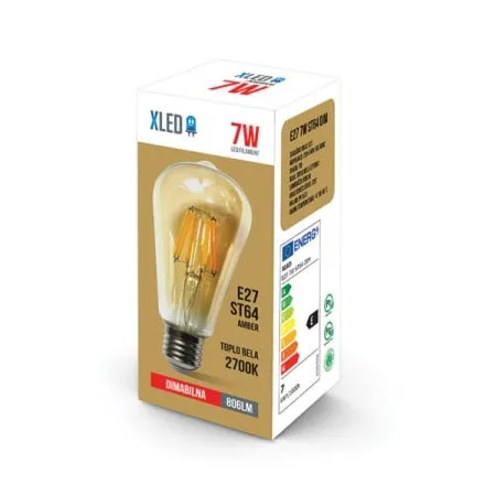 Xled e27 208478 7w st64 dim,2700k,220v,806lm,64*142mm,ra&#880580 pf&#88050.5 amber filament sijalica dimabilna