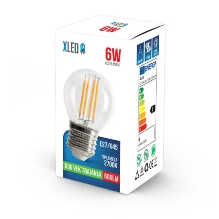 Xled E27 6W SL-F-G6-2700K-M Filament Sijalica 2700K,G45,600Lm,Toplo Bela 180466
