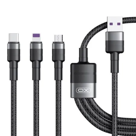 XO kabl za telefon 3u1 USB - Lightning + USB-C + micro USB 1,2m 40W BLACK ( GSM114500 )