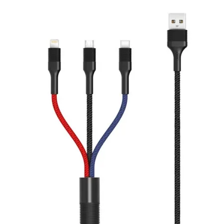 XO kabl za telefon 3u1 USB - Lightning + USB-C + microUSB 1,2m 3A MULTICOLOR ( GSM095439 )